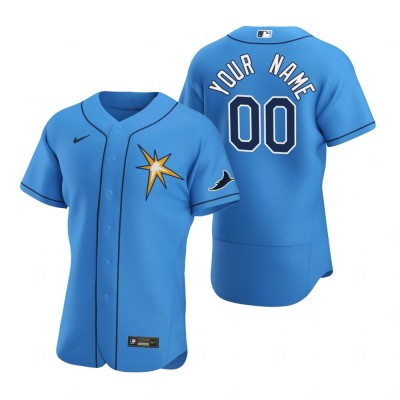 Tampa Bay Rays Custom Men's Nike Light Blue Alternate 2020 Authentic Team MLB Jersey